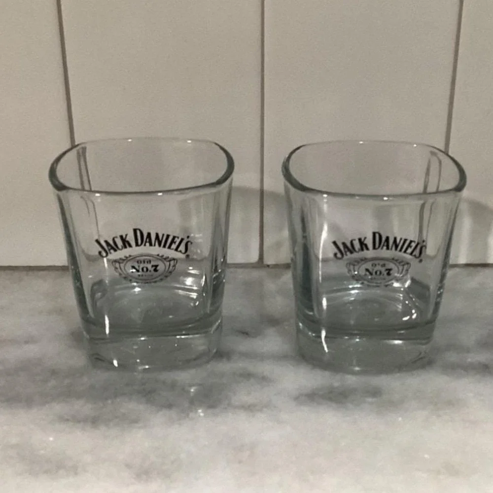 Jack Daniels Old No. 7 Lowball Glasses, Set of 2, Weighted Bottom Emboss Barware